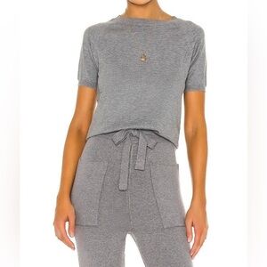 NEW LBLC The Label Grey Short Sleeve Crewneck Sweater Wardrobe Essential Size S